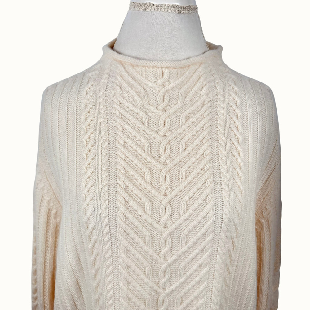 Haven Well Within Cream Cable Aran Knit Roll Neck Sweater 100% Cashmere Size XL - Picture 3 of 11